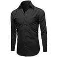 thumbnail image 2 of Omega Italy Men's Long Sleeve Dress Shirt Solid Color Regular Fit 25 Colors, 2 of 5
