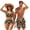 Brown Cheetah, variant on Hawaii Palm Tree Wave Matching Bathing Suits for Couples Womens Bikini Sets Sexy Tie Knot Quick Dry Summer Shorts Swimwear for Women Men Summer Couples Swimsuits Matching Sets