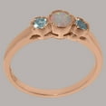 thumbnail image 3 of LBG British Made Spectacular 9k Rose Gold Natural Opal & Aquamarine Womens Statement Ring - 33 size options - Size 10.5, 3 of 7