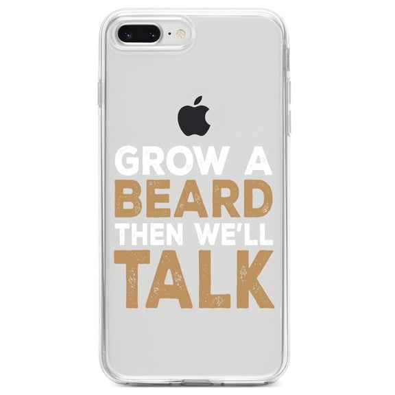 DistinctInk Clear Shockproof Hybrid Case for iPhone 7 PLUS / 8 PLUS (5.5" Screen) TPU Bumper Acrylic Back Tempered Glass Screen Protector - Grow a Beard Then We'll Talk
