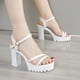 thumbnail image 1 of MKLEKYY Sandalias para Mujer, Sandalias de Mujer, Moda, Nuevo Patrón, Color Sólido, Punta Abierta, Transpirables, Suela Gruesa, Tacón Grueso, Tacón Alto, Zapatos Cómodos de Verano Versátiles, 1 of 4