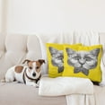 thumbnail image 4 of Ambesonne Animal Throw Pillow Cover 2 Pack, Cat Glasses Bow Tie, 16", Yellow Grey White, 4 of 5