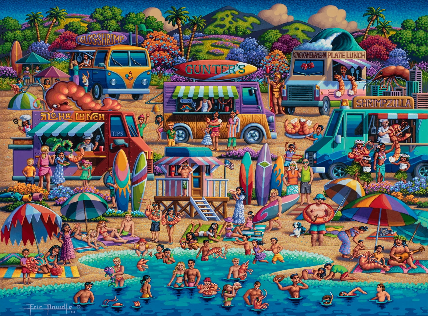 Buffalo Games 1000-Piece Eric Dowdle Shrimp Trucks Interlocking Jigsaw Puzzle for Adults Ages 14+