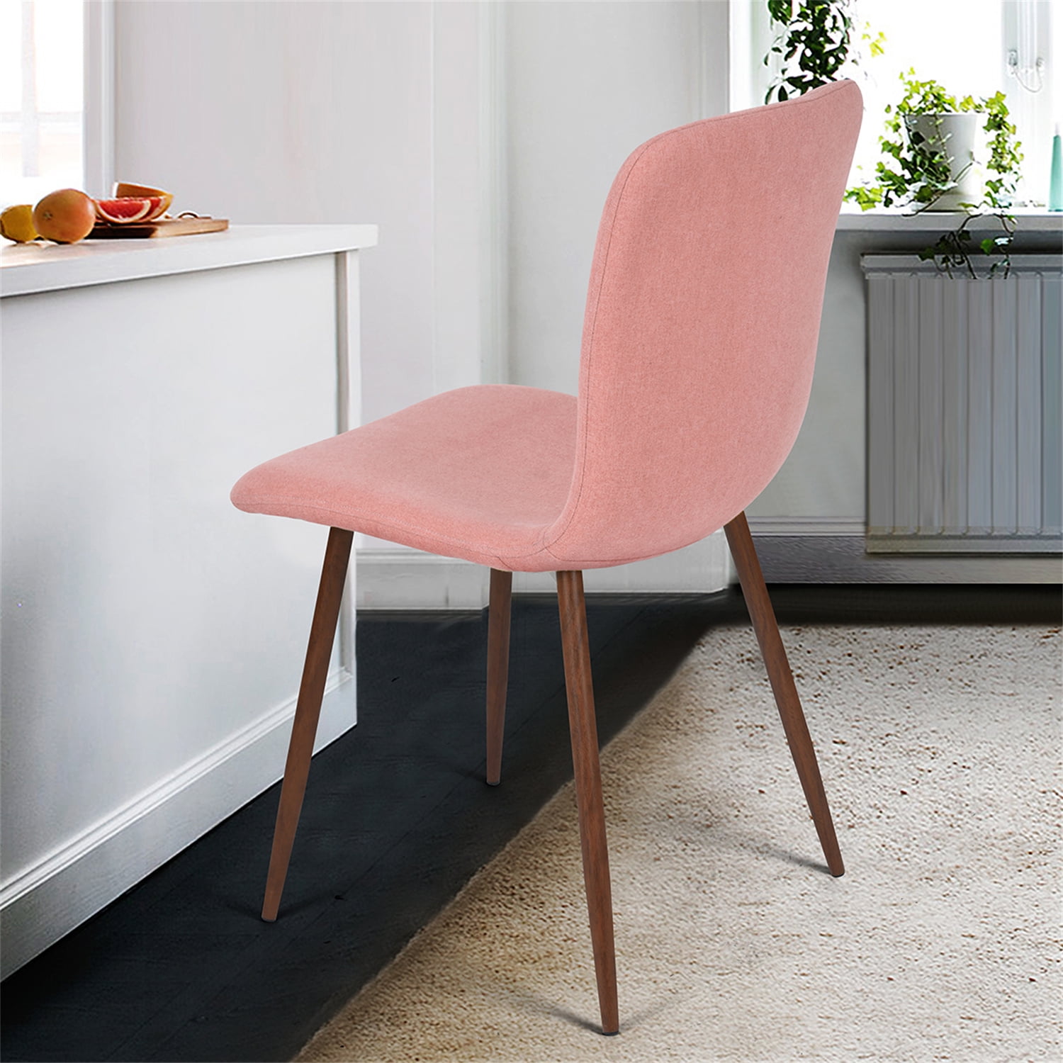 Kepooman Frech Style Dining Chair Upholstered Seat with Solid Wood Leg for Kitchen Dining Living Room and Office, Pink Kepooman Frech Style Dining Chair Upholstered Seat with Solid Wood Leg for Kitchen Dining Living Room and Office, Pink