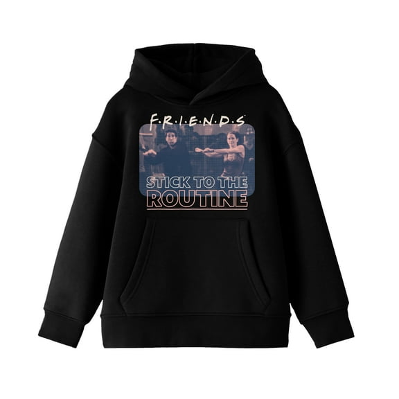 Friends TV Show Stick to the Routine Boy's Black Sweatshirt-X-Large