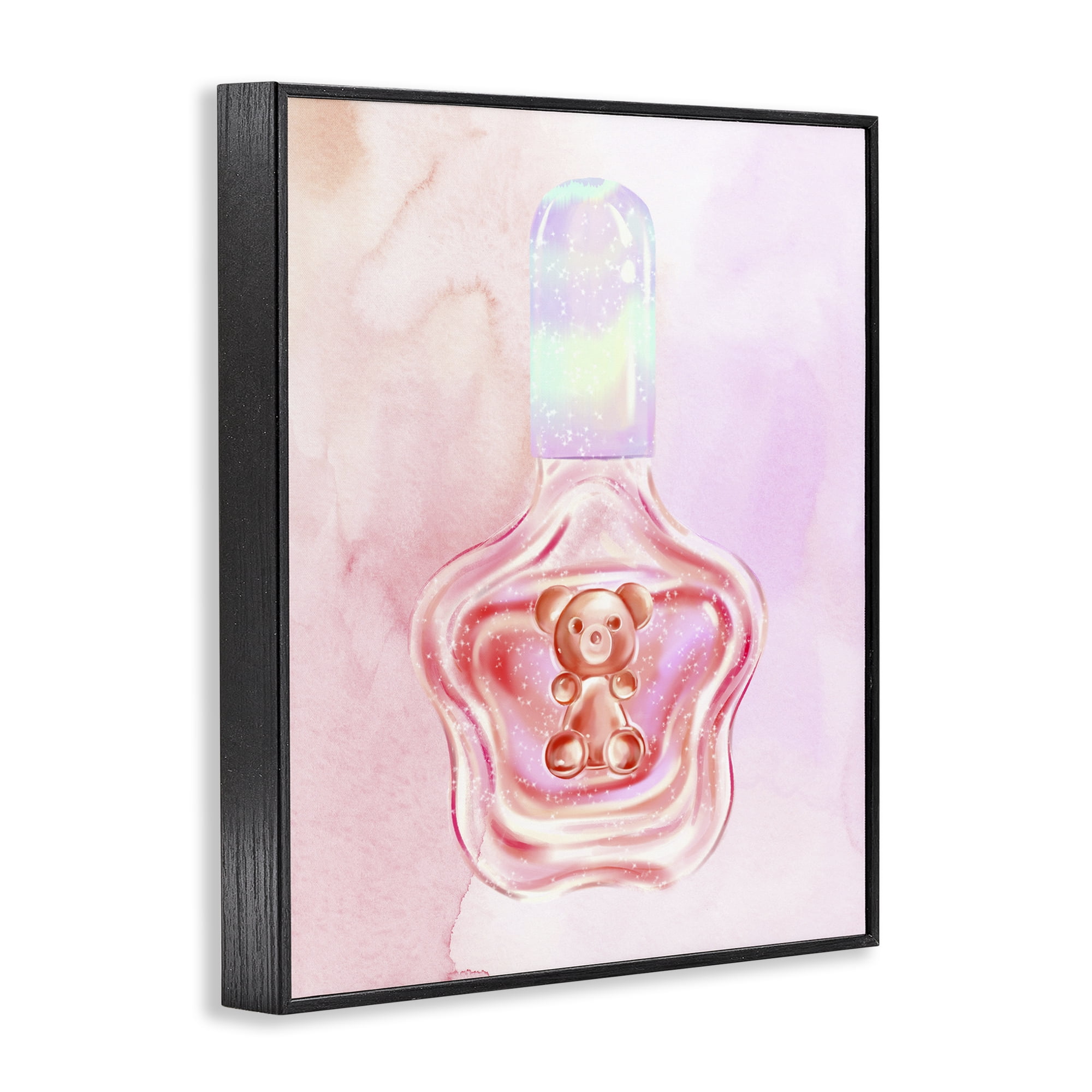 Stupell Industries Glam Bear Polish Beauty & Fashion Painting Black Framed Art Print Wall Art, 11 x 14