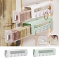thumbnail image 1 of Organizador de armario montado en la pared - Almacenamiento 3 en 1 para calcetines y ropa interior con difusor y ganchos para joyería, 14,57x3,27x4,17 pulgadas, plástico blanco/verde, 1 of 8