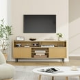 thumbnail image 2 of YUSAZENS Fluted TV Stand for 70-Inch TV, Boho Entertainment Center with Sliding Doors & Adjustable Shelves, Wooden Media Console, 2 of 7