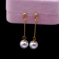 thumbnail image 5 of Pendientes largos con perlas doradas para mujer, aretes con forma de gota, regalo de joyería, 2022, 5 of 5