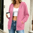 thumbnail image 2 of Womens Long Sleeve Zip Up Hoodies Plus Size Drawstring Comfy Tunic Sweatshirt Casual Lightweight Fall Jackets with Pockets, 2 of 8