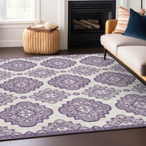 Addison Rugs Chantille Indoor/Outdoor Transitional Medallions Lavender Washable Rectangle Rug, 10' x 14'