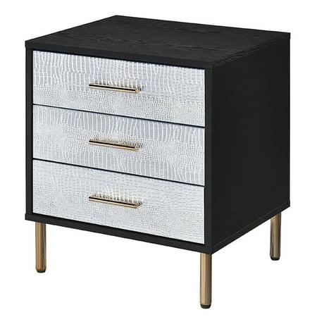 3-Drawer Glam Rectangle Nightstand | Bedroom Storage with Sleek Design | Experience Smooth Opening and Closing of Drawers