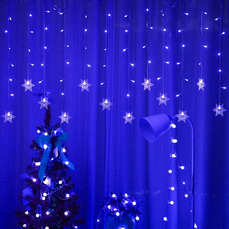 Rosnek LED Snowflake Curtain String Lights, Memory 8 Modes Flashing