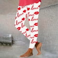 thumbnail image 2 of Feancey On Sale Leggings for Women Butt Lift Heart Print Yoga Tights Valentines Day Stretchy High Waisted Tummy Control Skinny Pants Soft Cute Workout Leggings White M, 2 of 8