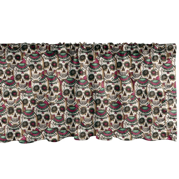 Ambesonne Paris Window Valance, Bikes Eiffel Tower and Hearts, 54" X 18", Pale Blue Brown Pink