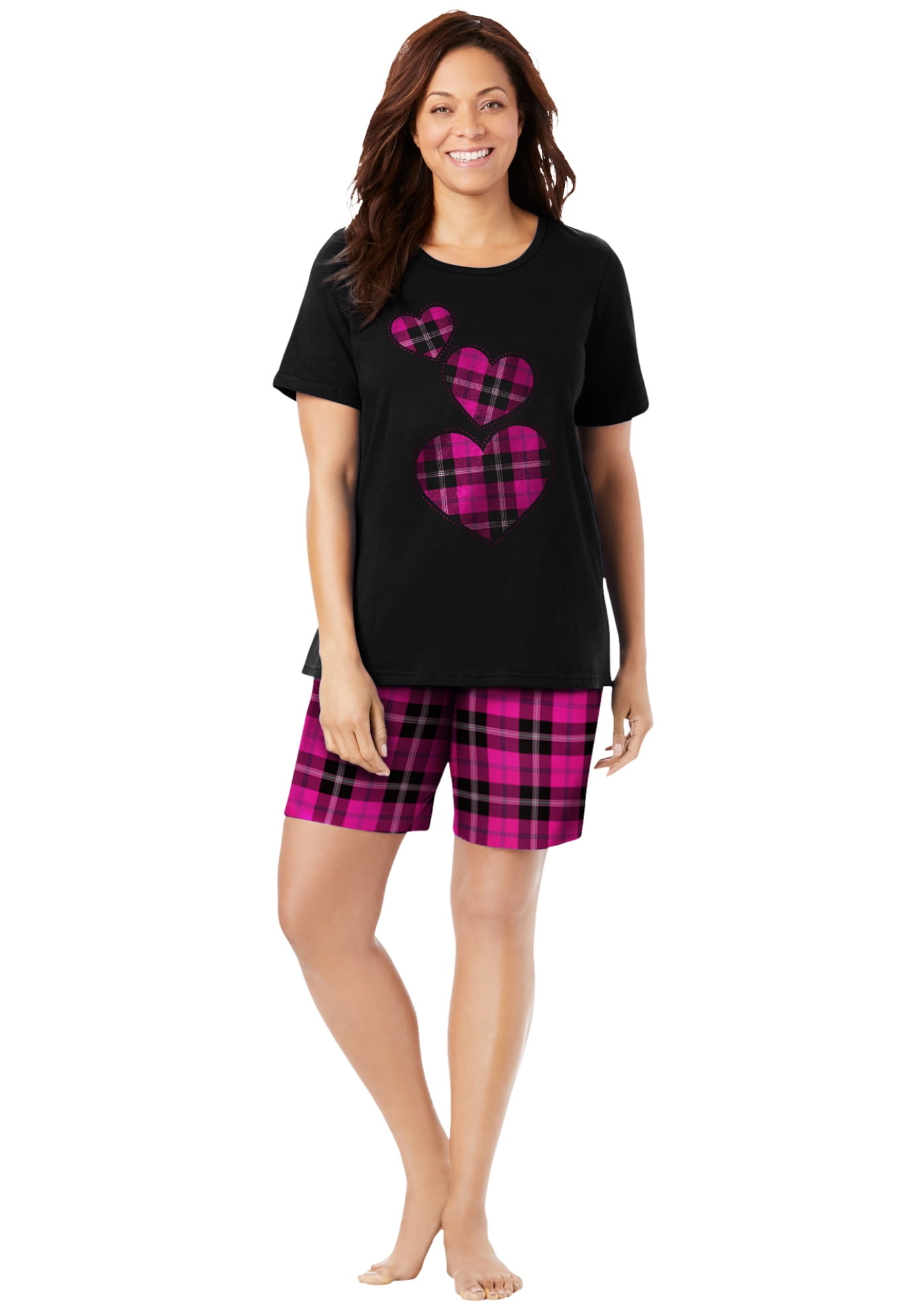 Dreams & Co. Women's Plus Size Knit Pj Short Set Pajamas