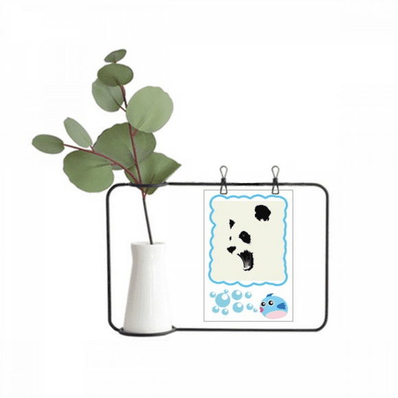 Panda Black White Open Mouth Color Block Transparent Glass Hanging Vases Decoration Bottle