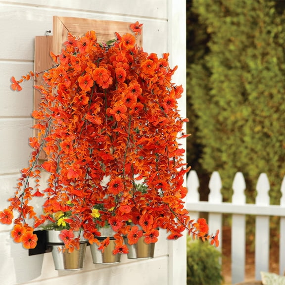 Artificial Hanging Flowers for Outdoor Indoor, Fake Silk Vine Flowers UV Fade Resistant, Realistic Faux Floral Greenery for Porch Patio Balcony Window Basket Home Wall Decor(Yellow)