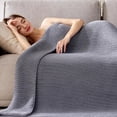 thumbnail image 3 of Chunky Knit Weighted Blanket 60x80 15lbs Light Grey Bead-Free, 3 of 7