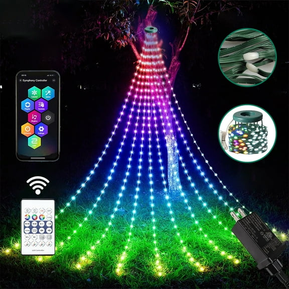KANCOKIT 200 LED Smart Christmas Tree Lights, 6.5Ft Drop Line Go Over Tree, Multi Color Changing Lights, Fairy String Lights for Xmas Party Decoration