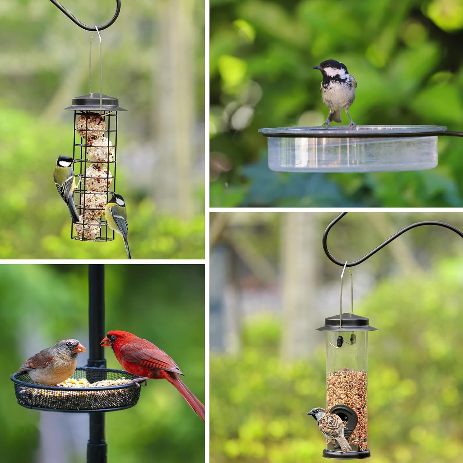 2-Hooks Bird House Pole Stand Kit 80 Inch Multi Feeders, Bird Bath, Feeder Tray - Heavy Duty Bluebird Feeder Support Rod Mount Set for Outdoor