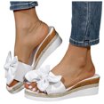 thumbnail image 3 of Bmisegm Women Sandals Fashion New Pattern Bow Decoration Wedge Comfortable and Versatile Summer Casual Shoes Sandals Women Summer White 9, 3 of 8