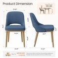 thumbnail image 4 of EOP Modern Dining Chairs Set of 6, Upholstered Dining Side Chairs with Solid Rubber Wood Legs, Open Back Design, Kitchen Dining Room Living Room Chairs with Curved Back, Blue, 4 of 11