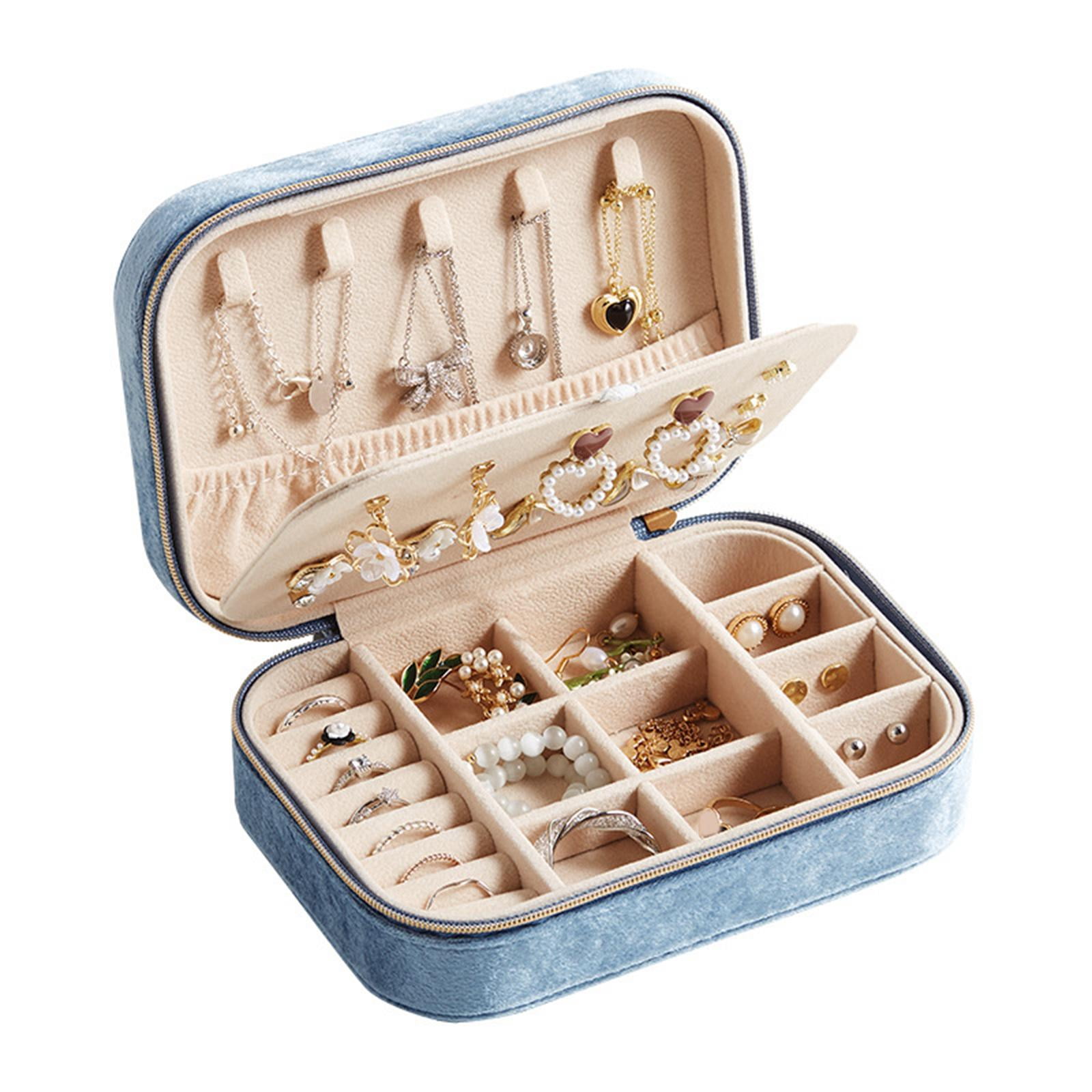 FVDPWYE Earrings Organizer Jewelry Showcase ,Travel Storage Case Chic with Hanging Hooks blue