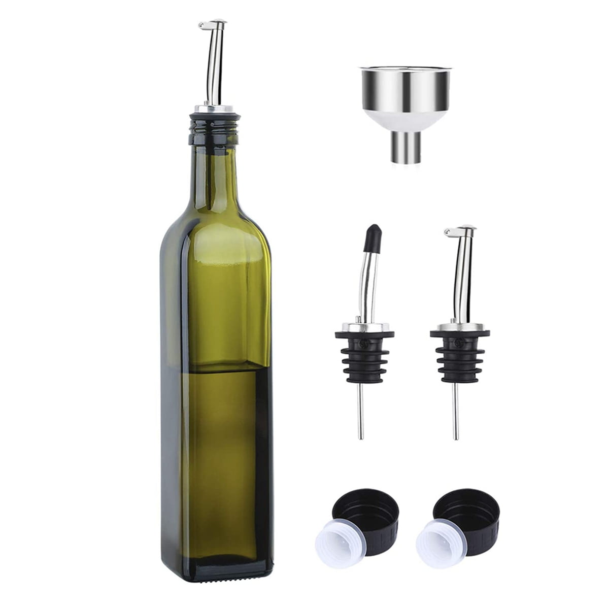 Set of 3 Olive Oil Dispenser Bottle With Stainless Steel Pourer Spout 500mml 