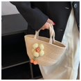 thumbnail image 3 of Xiao Hua Bolso de hombro tejido para mujer, bolso de mano y neceser, elegante bolso de playa de verano, 28 x 11 x 15 cm (blanco)., 3 of 4