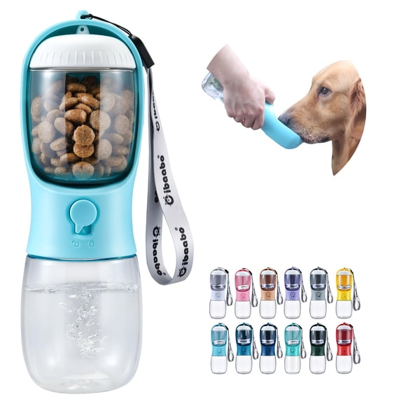 Botella de agua para perros Cibaabo con recipiente de comida 300 ml/560 ml