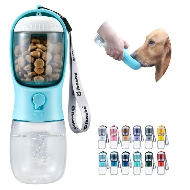 Botella de agua para perros Cibaabo con recipiente de comida 300 ml/560 ml