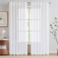 thumbnail image 4 of Linen Curtains Natural Blended Drapes Rod Pocket Back Tab White 2 Panels 52 by 96 inch, 4 of 5