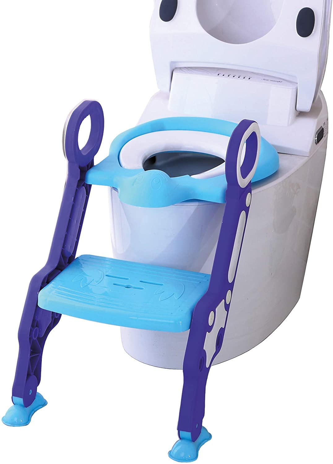 Toddler Toilet Training Seat Ladder with Sturdy Non-Slip Wide Step and Soft Cushion
