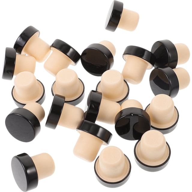 20 tapones de aluminio negro para botellas de vino, de polímero, de corcho rojo, para botellas de bebidas, tapones de sellado