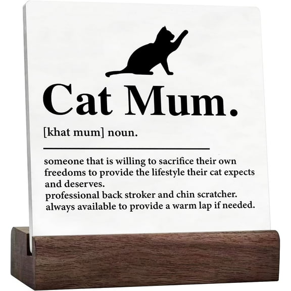 Cat Sign Cat Mum Definition Ceramic Desk Sign For Home Desk Shelf Cat Lover Gifts For Women Cat Mom