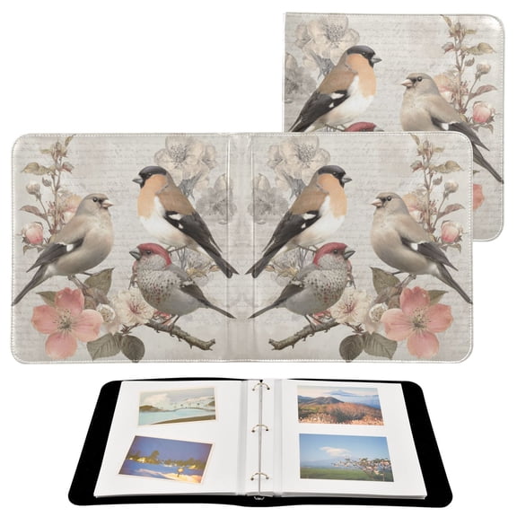 PU Leather Photo Album with Self-Adhesive Pages Scrapbook DIY Picture Holds 20  Sheets Beautiful Birds Sitting on Branches