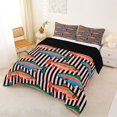 thumbnail image 2 of Manfei Cartoon Trout Full Size Comforter Sets, Stripe Abstract Bedding Comforter Set, Pink Black Orange, Black Reversible, 3-Piece, 1 Comforter and 2 Pillowcases, 2 of 7