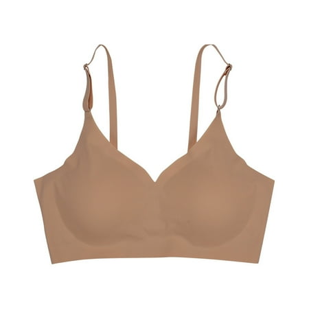 YOTMKGDO Bras for Women  Womens Comfort Lightly Lined Seamless Wireless Triangle Bralette Bra  Push Up Bra (Gold  L)