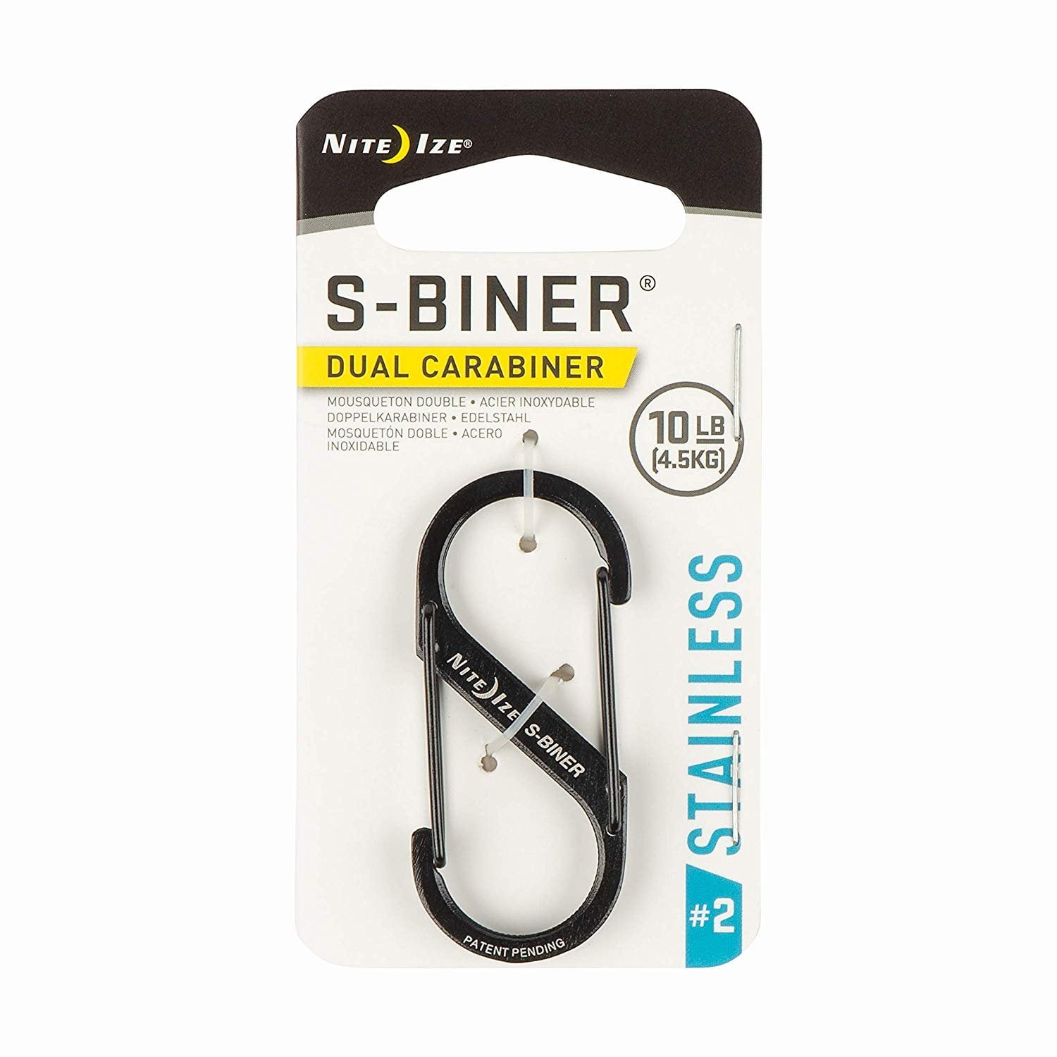 Nite Ize S-Biner #4 Black Stainless Steel Multi-Purpose Hook Keyring Caribiner 