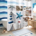 thumbnail image 5 of No Hook Shower Curtain with Built-in Rings - Coastal Beach Themed Washable Waterproof Fabric Bathroom Curtains for Hotel,Rentals, 72 X 72 Inch Long , Summer Ocean Starfish Shell Boat, 5 of 9