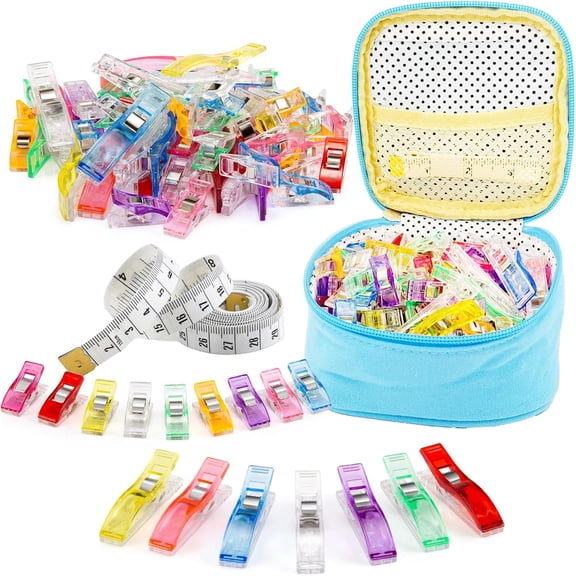 Sewing Clips 100 Pcs Quilting Clips 80 Small  20 Large Fabric Clips Assorted Colors & Sizes, Multipurpose Plastic Clips Craft Clips Sewing Supplies Quilting Accessories Crafting Tools