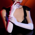 thumbnail image 3 of Doomiva Women Glossy Oil Seamless Gloves Ultra Thin Full Finger Evening Gloves Nylon See Through Arm Sleeves Mittens Cosplay Carnival Party White One Size, 3 of 3