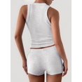 thumbnail image 6 of Women Workout Sets 2 Piece Seamless Ribbed Crop Tank High Waist Shorts Yoga Outfits Gray M, 6 of 7