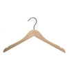 NAHANCO 17" Wooden Shirt Hanger, Raw Finish W/Gunmetal Hook (Pack of 100)