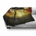 thumbnail image 3 of Safari Soft Flannel Fleece Throw Blanket, Single Tree at Dreamy Sunset Dark Dramatic Clouds on the Sky Art, Cozy Plush for Indoor and Outdoor Use, 60" x 80", Green Red White, by Ambesonne, 3 of 6