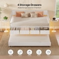 thumbnail image 5 of Twin Daybed with Trundle,Metal Sofa Bed Frame with LED Lights & Storage Drawers for Living Room Bedroom,White, 5 of 7