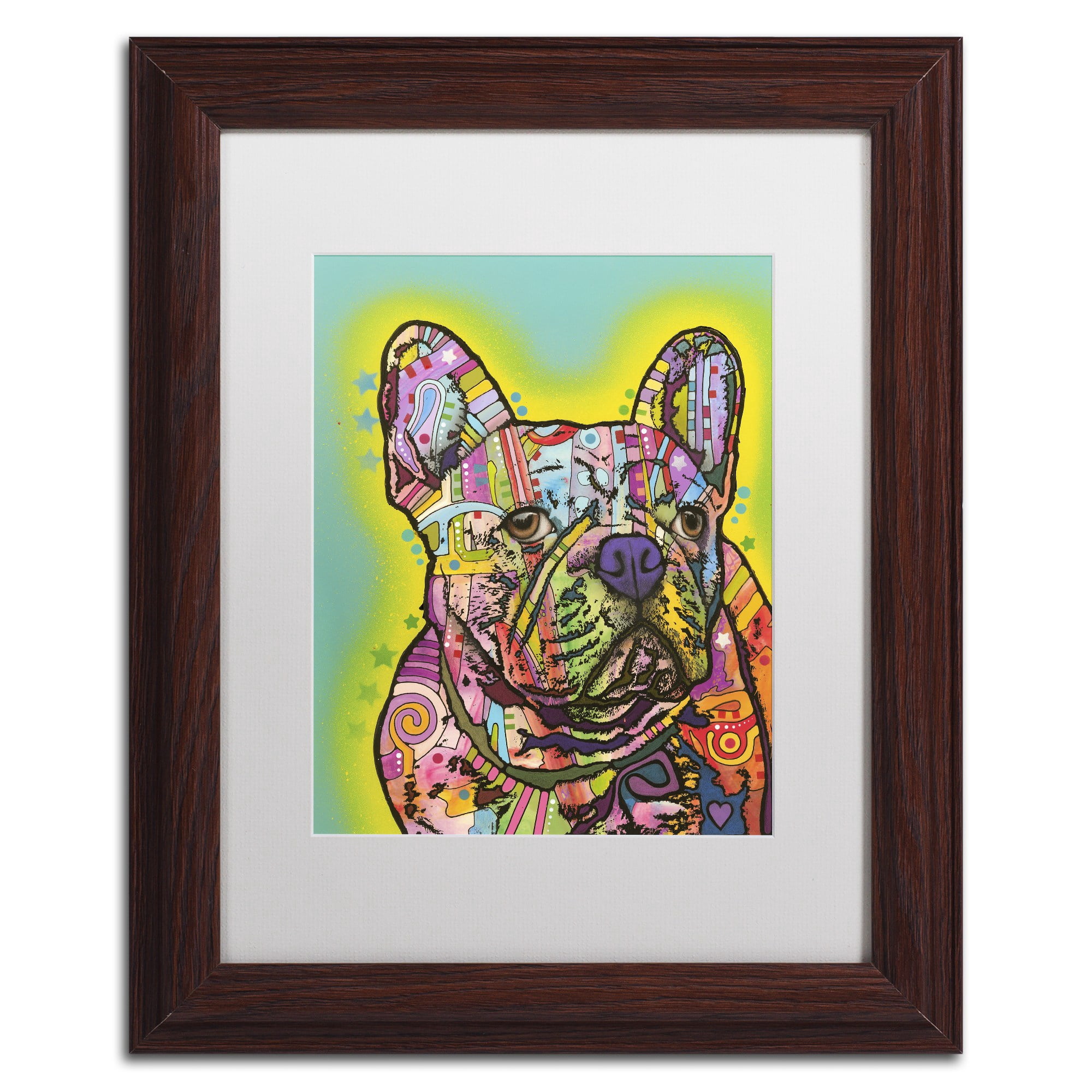 Trademark Fine Art "French Bulldog III" Canvas Art by Dean Russo, White Matte, Wood Frame
