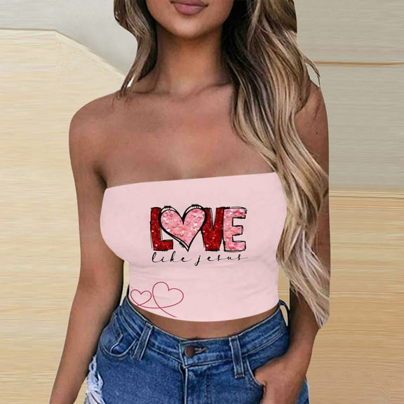 Aueoeo Bandeau Bra Stretchy Bandeau Tube Bra Seamless Strapless Bralette Cute Graphic Printed Strapless Tanks Top for Women Girls