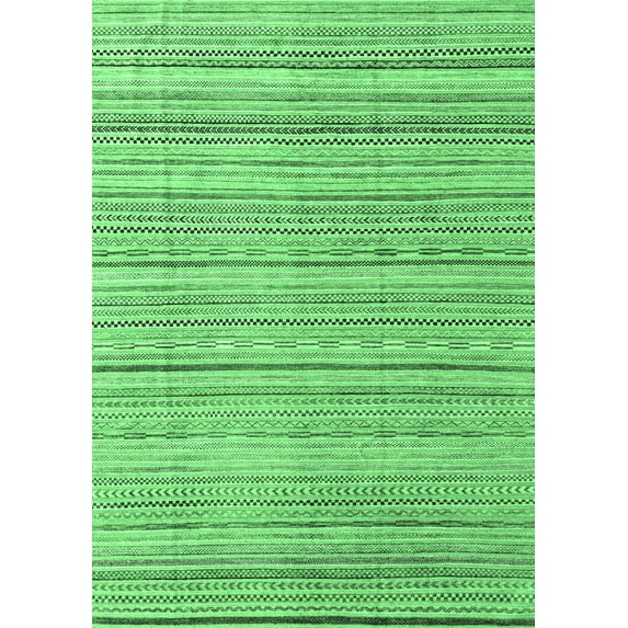 Ahgly Company Indoor Rectangle Abstract Emerald Green Modern Area Rugs, 6' x 9'
